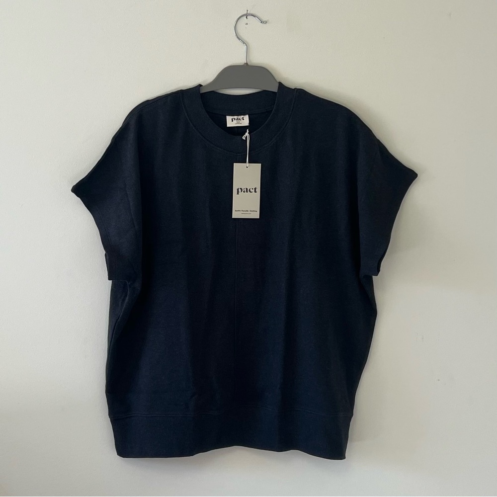 Pact organic airplane mock neck pullover charcoal heather small
